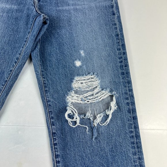 J Brand Jeans Women's 28 Tate Boyfriend Senska Destruct Blue Distressed Denim - Picture 2 of 16